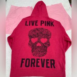 VS Pink berry sugar skull full zip Sz M
